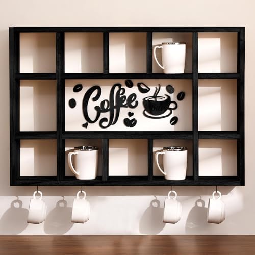 Cinnvoice Oversize Coffee Mug Display Shelf for Wall, Black by QinYee