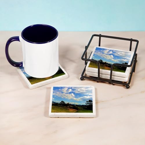 CafePress New Zealand Skyline Tumbled Stone - Set of 4 Coasters Set of 4 w/holder - Image 3