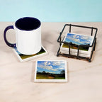 CafePress New Zealand Skyline Tumbled Stone - Set of 4 Coasters Set of 4 w/holder - Image 3