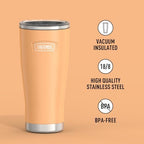 THERMOS Icon Series 24oz Stainless Steel Tumbler with Slide Lock Lid, Leakproof, Fits Cupholder, Dishwasher Safe, Griptec™ Non‑Slip Base, Keeps Drinks Hot 6 Hrs/Cold 22 Hrs, Melon - Image 2