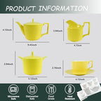 Yellow Tea Set with Teapot, Cups, Sugar & Creamer Set, Tea Party - Image 6
