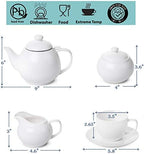 BTaT Royal Tea Set - 4 Porcelain Tea Cups (8oz), Pot (32oz), Creamer & Sugar Set - Image 3