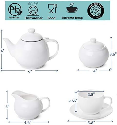 BTaT Royal Tea Set - 4 Porcelain Tea Cups (8oz), Pot (32oz), Creamer & Sugar Set - Image 3