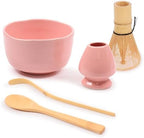 BambooMN Matcha Bowl Set (Includes Bowl, Rest, Tea Whisk, Chasaku & Tea Spoon) 1 Set Pink by BambooMN
