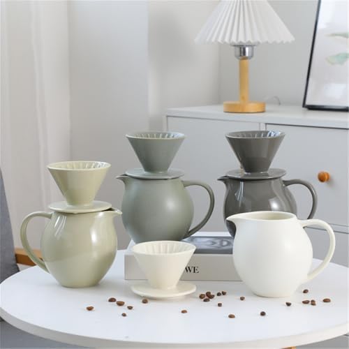 Elegant Ceramic Pours Over Coffee Maker Set with Dripper and 830ml Carafe Pot for Home Office and Cafes Restaurant - Image 3