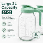 2 Pack Glass Pitcher with Infuser, 64 oz Glass Carafe with Lid and Handle, Cold Brew Coffee Maker with Stainless Steel Filter, Leakproof Iced Tea Pitcher for Fridge, Lemonade, Fruit Tea, Juice - Image 2