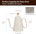 watchget Gooseneck Pot for Pour Over Coffee and Tea - 32oz/900ml Stainless Steel Teapot with Precise Spout and Heat-Resistant Handle, Scratch-Resistant, for Home and Cafe, White - Image 2