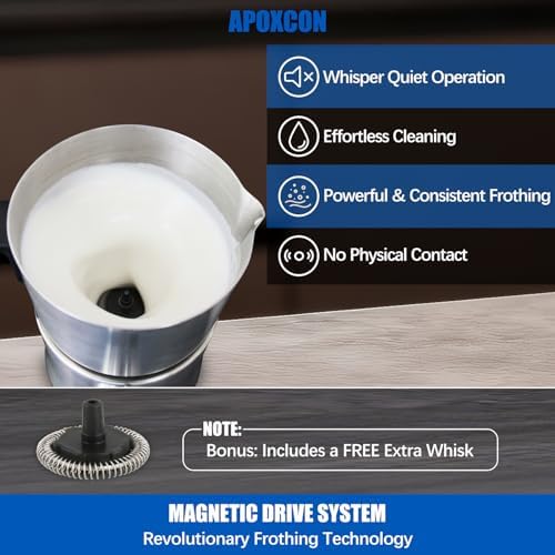 APOXCON Electric Milk Frother and Steamer, 4-in-1 Hot & Cold Foam Maker for Coffee 17oz Stainless Steel Frother Machine with LED Display Rotary Knob Milk Warmer Hot Chocolate Maker Dishwasher Safe - Image 5