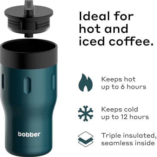 BOBBER 12 oz Stainless Steel Insulated Coffee Mug with Lid - 100% Spill-Proof Commuter Mug for Car Cup Holder - Keeps Hot for 6 Hours (Teal) - Image 2