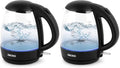 AROMA® 1.2L / 5-Cup Glass Electric Kettle with Cordless Pouring, Trigger-Release Lid, Automatic Shut-off, Black (AWK-151B) (Pack of 2) by AromaHousewares