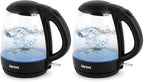 AROMA® 1.2L / 5-Cup Glass Electric Kettle with Cordless Pouring, Trigger-Release Lid, Automatic Shut-off, Black (AWK-151B) (Pack of 2) by AromaHousewares