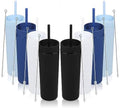 Volhoply 16oz Plastic Skinny Tumbler With Lid and Straw Bulk 8 Pack,Insulated Double Wall BPA Free Matte Acrylic Tumblers,Iced Coffee Mug Reusable Party Cup,Customizable Diy Gifts(Assort color,8 Set) by LiveFully%EF%BC%8CDrinkFreely%E2%80%94KeepGoingwithVolhoply%EF%BC%81