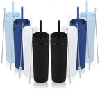 Volhoply 16oz Plastic Skinny Tumbler With Lid and Straw Bulk 8 Pack,Insulated Double Wall BPA Free Matte Acrylic Tumblers,Iced Coffee Mug Reusable Party Cup,Customizable Diy Gifts(Assort color,8 Set) by LiveFully%EF%BC%8CDrinkFreely%E2%80%94KeepGoingwithVolhoply%EF%BC%81