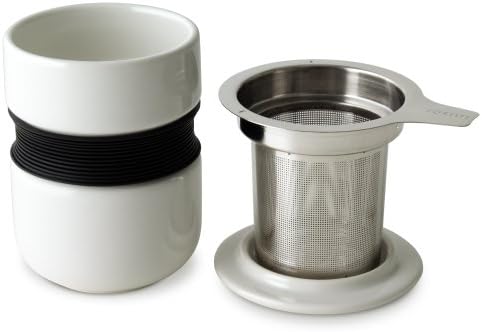 FORLIFE Curve Asian Style Tea Cup with Infuser and Lid 12 ounces, White - Image 5