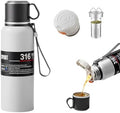 Stainless steel Vacuum Thermoses Bottle With Tea Infuser & Cup,Double Layer Insulated Coffee Bottles for Hot and Cold Drink Water Flask (White, 1160ML) by Unknown