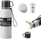 Stainless steel Vacuum Thermoses Bottle With Tea Infuser & Cup,Double Layer Insulated Coffee Bottles for Hot and Cold Drink Water Flask (White, 1160ML) by Unknown