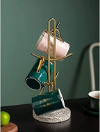 6 Cup Mug Tree Marble Gold-plated Cup Holder Glass Cup Hanger Kitchen Storage Rack Household Jewelry Rack - Image 4
