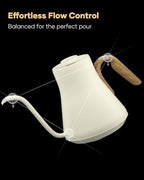 Cocinare Barista Collection Gooseneck Electric Kettle, ±1℉ Precise Temperature Control for Pour-Over Coffee & Tea, Quick Heating 1500W, Stainless Steel Interior, 0.9L (Morandi White) - Image 5