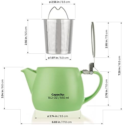 Tealyra - Pluto Porcelain Small Teapot Lime - 18.2-ounce (1-2 cups) - Matte Finish - Stainless Steel Lid and Extra-Fine Infuser To Brew Loose Leaf Tea - 540ml - Image 6