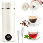 Portable Travel Tea Kettle,6 Preset Temp Plug-in Keep Warm,15 OZ 304 Stainless Steel,Electric Small Hot Water Boiler,Auto Shutoff&Boil Dry Protection,Mini Kettle for Coffee,Tea,Hotel RV Travel,Beige by Unknown
