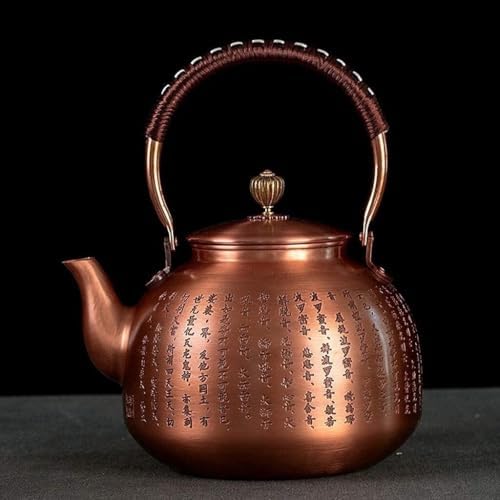 Cast Iron Copper Teapot Tetsubin Japanese Style Uncoated Kettle 2200ml, Artisan Patterned Tea Pot For Brewing & Gifts - Image 4