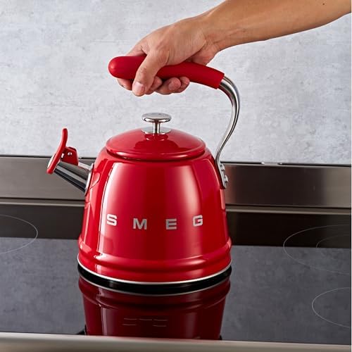 SMEG Stovetop Whistling Kettle – 50s Retro Style, 2.3 Liter (10 Cup / 2.4 Quart) Stainless Steel Tea Kettle with Iconic Design & Whistle – Premium Kitchen Statement Piece-Red - Image 4