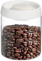 uxcell Coffee Vacuum Container, 900ml/30oz Glass Coffee Bean Storage Container with Lids for Spices Biscuits Loose Leaf Tea, White by uxcell