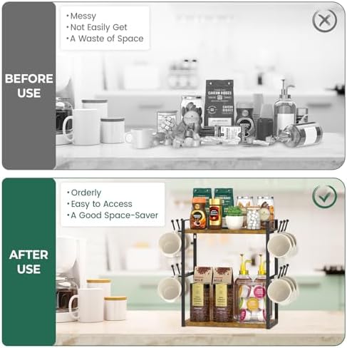 EsLuker.ly Coffee Station Bar Organizer Mug Holder Stand Countertop - Image 5