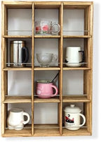 12 Grid coffee mug display shelf, 17x25" Wooden cup shelf for wall, Carbon by YIYUESHIJIU