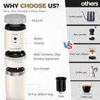 HAUSHOF Portable Coffee Maker for Travel, Rechargeable Electric Grinder - Image 2