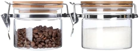 KKC HOME ACCENTS 2-Pack 16oz Glass Canisters with Airtight Bamboo Lids by KKCHOMEACCENTSGmbH