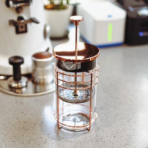 French Press, 34 Ounce (1000ml) Coffee Maker, Glass Rose Gold Coffee Press, Heat Resistant Borosilicate Glass Tea Maker and 3 layers Filter Coffee Pot for Camping Travel Gifts - Image 7