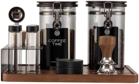 Light Blocking Glass Coffee Canister Set with Degassing Valve & Measuring Scoop for Coffee & Dry Food Storage by Unknown