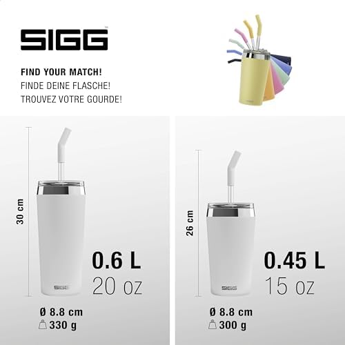 SIGG - Insulated Mug - Travel Mug Helia - With Durable Glass Straw & Cleaning Brush - Leakproof - BPA Free - 18/8 Stainless Steel - 15oz/20oz - Image 6