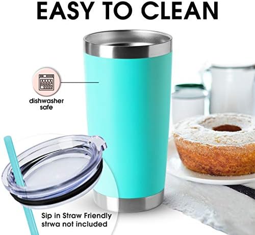 HASLE OUTFITTERS 20oz Tumblers Bulk Stainless Steel Cup with Lid Double Wall Vacuum Insulated Coffee Mug for Cold & Hot Drinks 8 Pack, Light Blue - Image 3