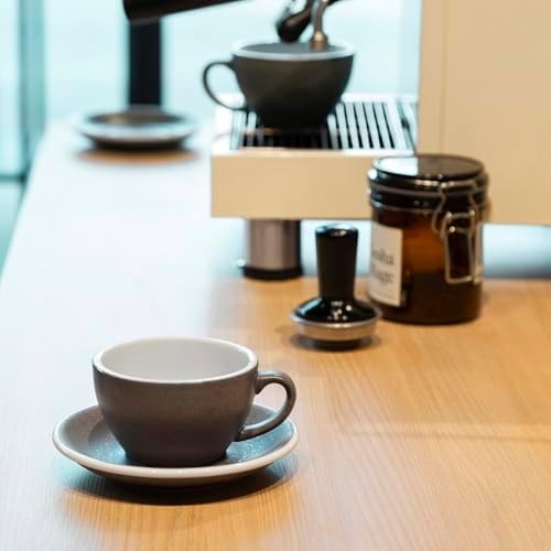 Loveramics Coffee Cup Ceramic, 8 oz Latte Art Cup with Saucer for Cappuccino, Tea, Espresso, Thick - walled stoneware Cappuccino mug Set for Cafe and Barista - Potters Colours (Granite, 8OZ) - Image 2