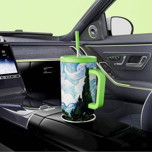 Meoky 40 oz Tumbler with Handle and Straw: Stainless Steel Insulated Tumbler with Lid and Straw - 100% Leak Proof Tumbler for Car Cup Holders - Travelers Commuters Workers, Cypress - Image 5