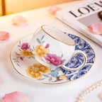KAMMAK Tea Cups and Saucers Set of 2, Fine Bone China Coffee Cups, GH015 - Image 5
