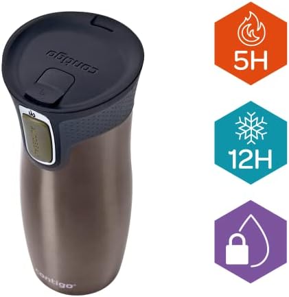 Contigo West Loop Autoseal Travel Mug, Stainless Steel Thermal Mug, Vacuum Flask, Leakproof Tumbler, Coffee Mug with BPA-Free Easy-Clean Lid - Image 3