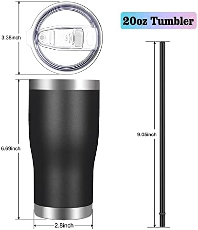 VEGOND 20oz Tumbler Stainless Steel Tumbler Cup with Lid And Straw Vacuum Insulated Double Wall Travel Coffee Mug(Black 6 Pack) - Image 2