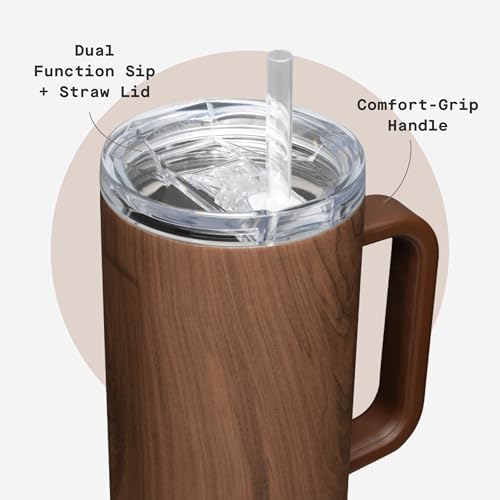 Corkcicle Cruiser Tumbler with Handle & Straw, 40 oz, Walnut Wood - Image 5