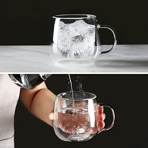CNGLASS 10oz Double Walled Glass Coffee Mugs(4-pack),Clear Coffee Cups with Handle,Glass Espresso Mugs for Latte,Cappuccino,Tea - Image 3