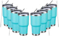 MEWAY 30oz Insulated Tumbler With Lids and Straws,Stainless Steel Double Vacuum Coffee Tumbler Cup, Brush, Durable Powder Coated Coffee Cup for Cold & Hot Drinks(Light Blue,8 PACK) by MEWAY