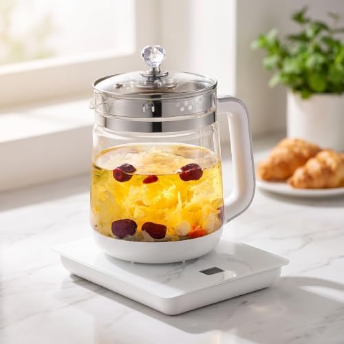 Electric Kettle With Tea Infuser Glass Electric Tea Kettle Health Pot Temperature Control 18 Smart Functions Egg Steamer Rack - Image 2