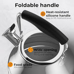 Stovetop Whistling Tea Kettle 2.4 QT / 2.3L, Stainless Steel Water Kettle for Induction, Gas & Electric Stoves, Fast Boiling Tea Kettle with Loud Whistle, Cool Touch Handle, Wide Lid, Shiny, Silver - Image 3