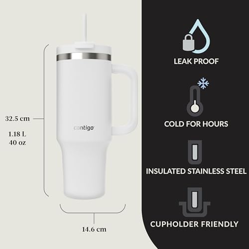 Contigo Streeterville 40oz Tumbler, Stainless Steel Vacuum Insulated, Leak-Proof, Cold for 29 Hours, Salt (Pack of 4) - Image 3