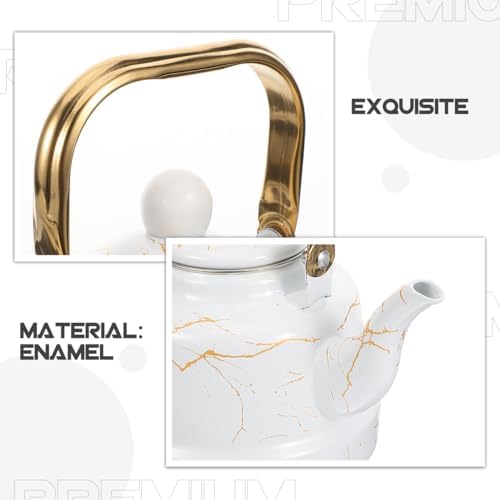 Marble Pattern Enamel Tea Kettle, 1.7L Stovetop Water Kettle for Home Use, Suitable for Gas Furnace and Induction Cooker, Ideal for Brewing Tea, Coffee, and More - Image 7