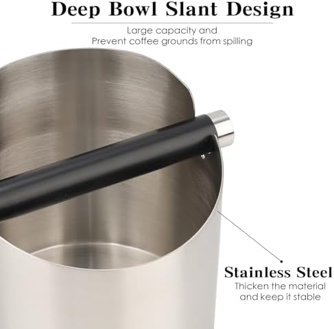 Italian Espresso Tapping Box, Stainless Steel Coffee Grinding Tapping Box, With Detachable Tapping Rod And Anti Slip Rubber Base (Silver) - Image 5