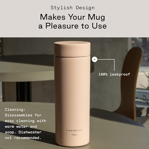 Firebelly Tea, Travel Tea Infuser Mug with Strainer, Insulated Tumbler for Loose Leaf Tea or Coffee, Leakproof Bottle for Hot or Iced Drinks, Stainless Steel Thermos with Lid, Salmon - Image 6