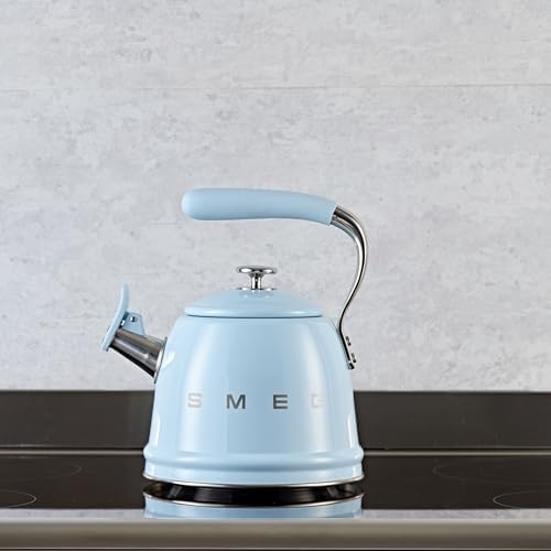 SMEG Stovetop Whistling Kettle – 50s Retro Style, 2.3 Liter (10 Cup / 2.4 Quart) Stainless Steel Tea Kettle with Iconic Design & Whistle – Premium Kitchen Statement Piece (New Pastel Blue) - Image 6